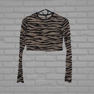 Zebra mesh cropped top